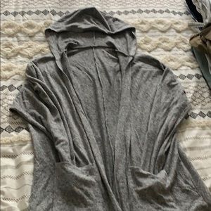 Long light weighted hooded cardigan
